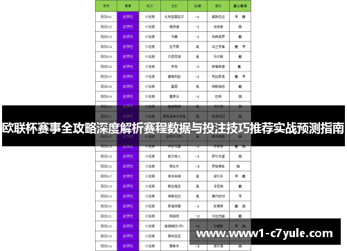 欧联杯赛事全攻略深度解析赛程数据与投注技巧推荐实战预测指南 欧联杯赛事全攻略深度解析赛程数据与投注技巧推荐实战预测指南